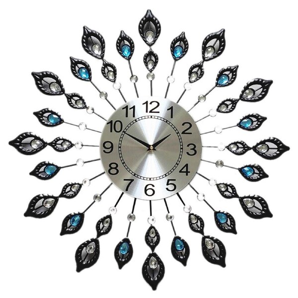 Metal Crystal Wall Clock Large Modern Home Room Art Luxury Decor Watch Silent