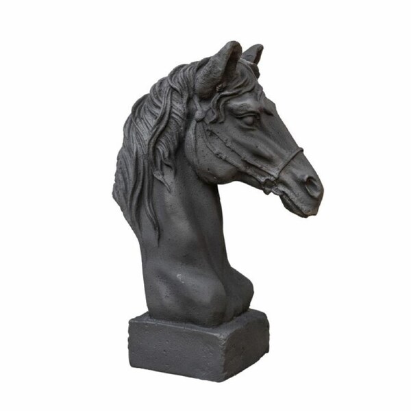 Horse Head 43cm Cast Iron Sculpture Garden Ornament Outdoor Decor Medium Black