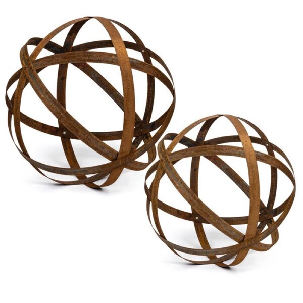 Garden Round Metal 100/75cm Ball Set Rust Outdoor Ornament Yard Patio Home Decor