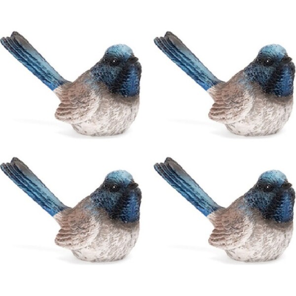 4x Garden 7cm Fairy Wren Polyresin Bird Outdoor Yard Patio Decor Ornament Asst