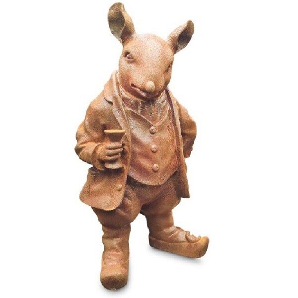 Garden Rust 40cm Cast Iron Rat Willows Sculpture Ornament Outdoor Decor Large