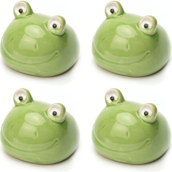4x Garden Floating 8cm Porcelain Frog Head Outdoor Ornament Patio Decor L Green