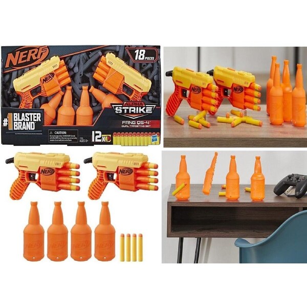 Nerf Alpha Strike Fang QS-4 Dual Targeting 18 Piece Set Toy Gun Blaster Fire Fun