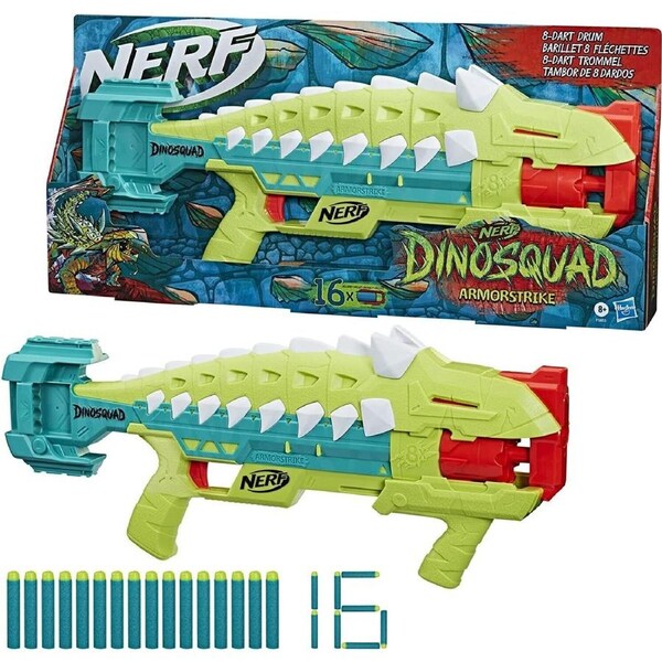 Nerf DinoSquad Armorstrike Dart Blaster 8-Dart Rotating Drum New Toy Gun Fire