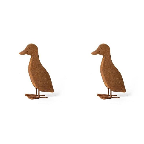 2x Metal Ornament Ducklings Rust Outdoor Sculpture Yard/Patio Garden Decor Asst