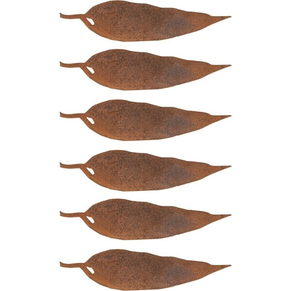 6x Tag Gum 17cm Leaf Corten Steel Rust Outdoor Ornament Patio Garden Decor Brown