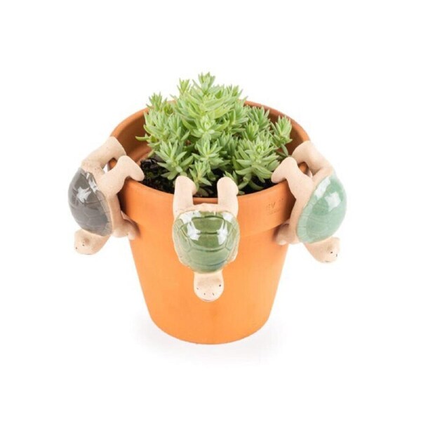 4x Ceramic 8.5cm Turtle Pot Sitter Planter Outdoor Ornament Garden Decor Assort