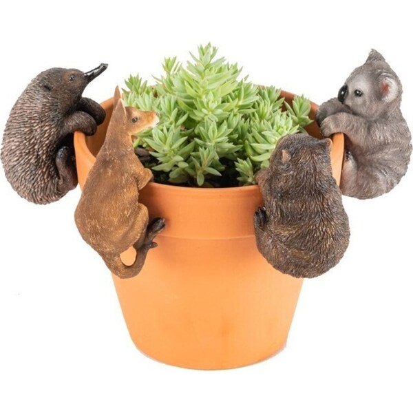 4x Aussie Animal Pot Planter Sitter Outdoor Ornament Patio Garden Decor Assort