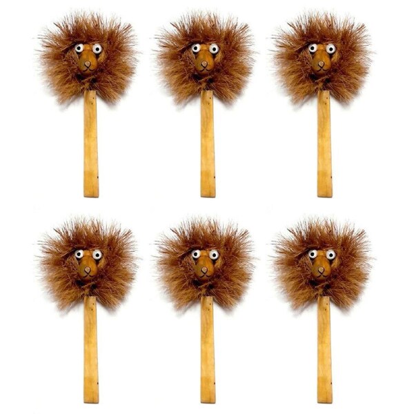 6x Brush Art 47cm Lion w/ Pole Outdoor Ornament Yard Patio Garden Decor Brown