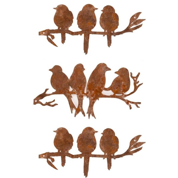 3x Garden Rust Metal 20cm Swallows Silhouette Home Wall Decor Ornament Assorted