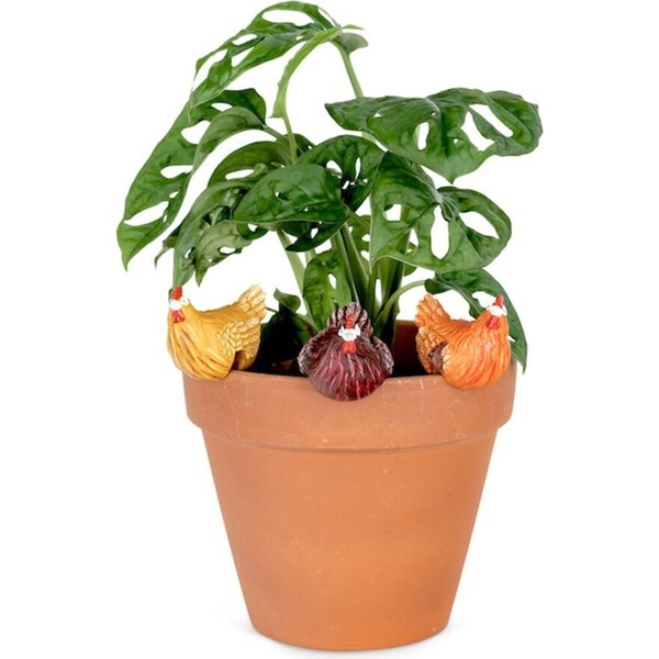8x Chicken Pot Sitter 4.5cm Planter Garden Ornament Patio Decor Coloured Asst