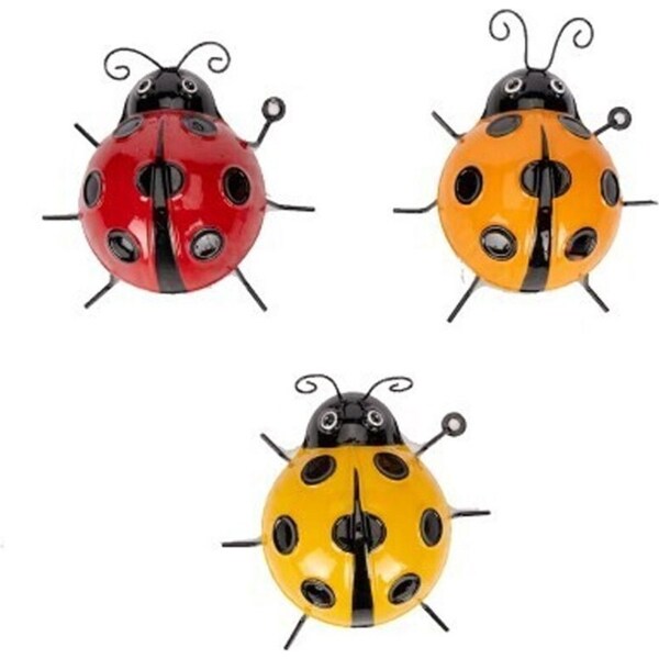 3x Hanging Ladybug w/ Hook Medium Outdoor Ornament Yard/Patio Garden Decor Asst