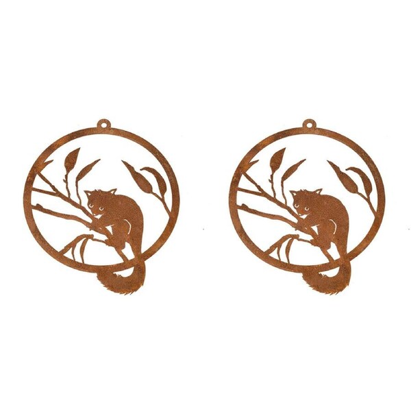 2x Brushtail Possum Single Ring Outdoor Hanging Ornament Yard/Patio Garden Decor