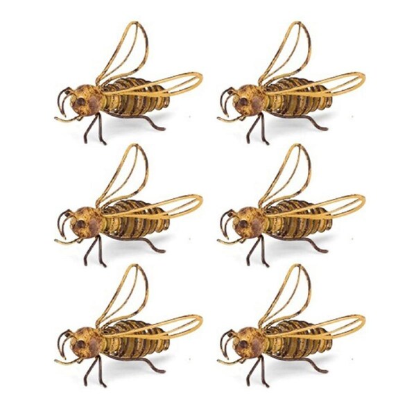 6x Bee Wire 5cm Metal Outdoor Ornament Yard/Patio Garden Decor Medium Yellow