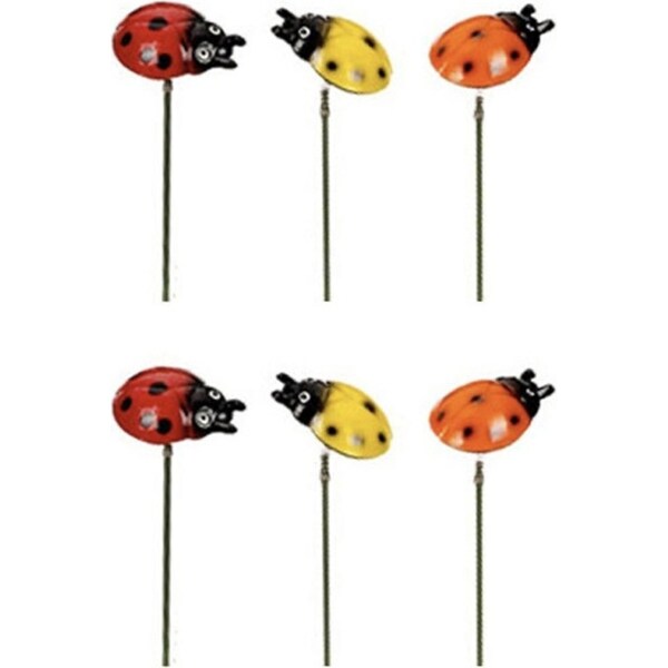 12x Garden 31cm Ladybugs On Stick w/ Plant Pot Outdoor/Yard Patio Decor Sml Asst