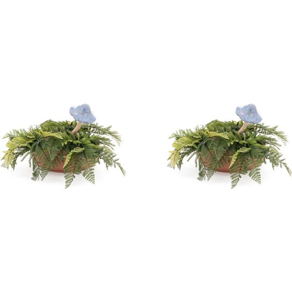 2x Ceramic 27cm Mushroom Outdoor Ornament Patio Garden Decor Blue Large Assorted