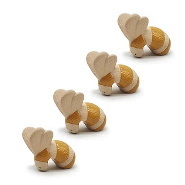 4x Pot Sitter Bee 9.5cm Animal Outdoor Ornament Yard/Patio Garden Decor Orange