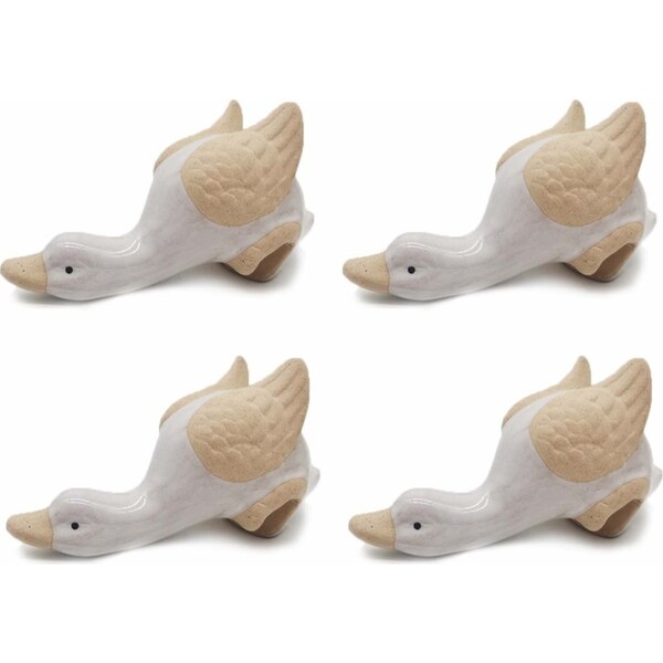 4x Pot Sitter Duck 12cm Animal Outdoor Ornament Patio Garden Home Decor White