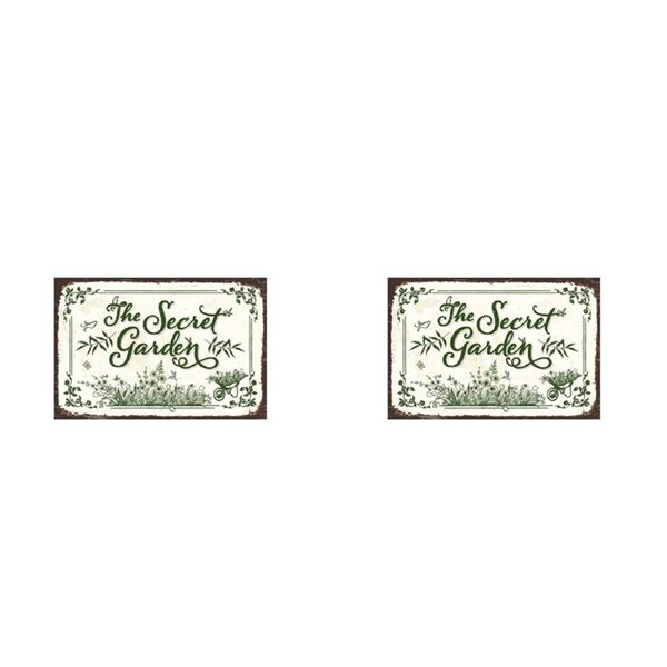 2x Embossed 30x20cm The Secret Garden Sign Metal Hanging Decor w/ UV Print