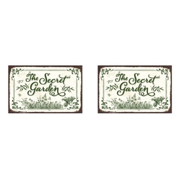 2x Embossed 30x20cm Metal Sign w/UV Print Hanging Rectangle Outdoor Garden Decor