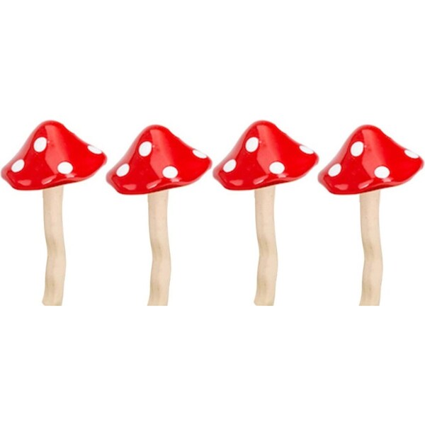 4x Ceramic 17.5cm Mushroom Outdoor Ornament Yard/Patio Garden Decor Small Red