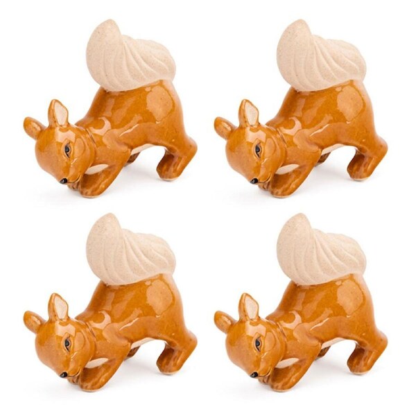 4x Squirrel 9cm Pot Planter Sitter Outdoor Ornament Yard/Patio Garden Decor
