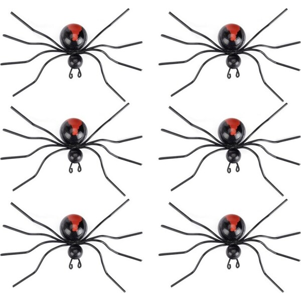 6x Red Back 7.5cm Spider Wire Metal Outdoor Ornament Yard/Patio Garden Decor