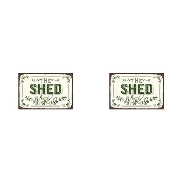 2x Embossed The Shed Sign 30x20cm Metal w/ UV Print Hanging Garden Outdoor Decor