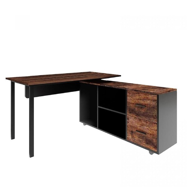 Computer Office Desk Table Bookcase Study Bookshelf Writing Laptop Workstation Storage Shelves with Detachable Cabinet