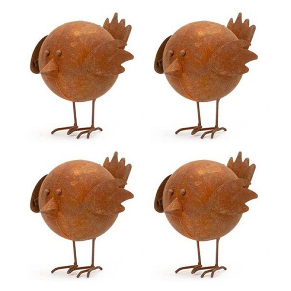 4x Garden 13cm Metal Rust Tweety Small Outdoor Ornament/Sculpture Patio Decor