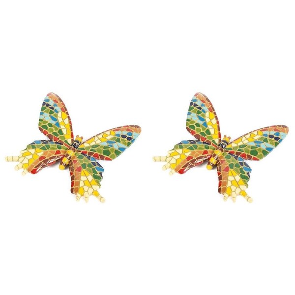 2x Garden Polyresin 15cm Butterfly Mosaic Outdoor Ornament Patio Decor Small