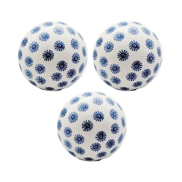 3x Garden 10cm Porcelain Ball Large Outdoor Ornament Yard Patio Decor Assorted
