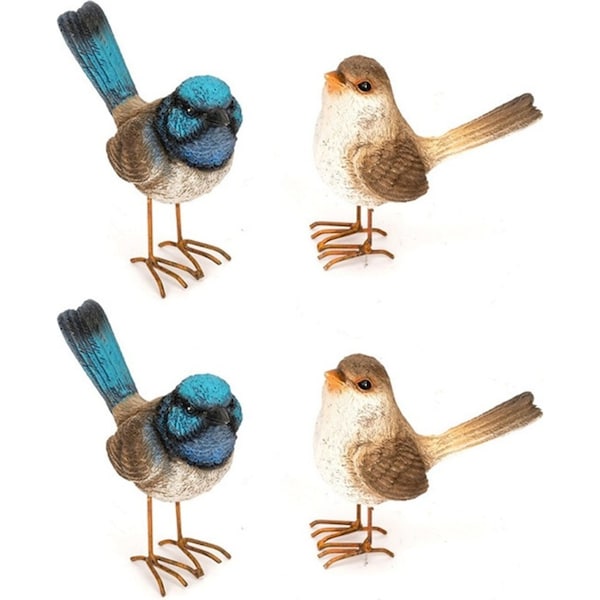 4x Garden 7cm Fairy Wren w/ Feet Outdoor Ornament Yard Patio Home Decor Assorted