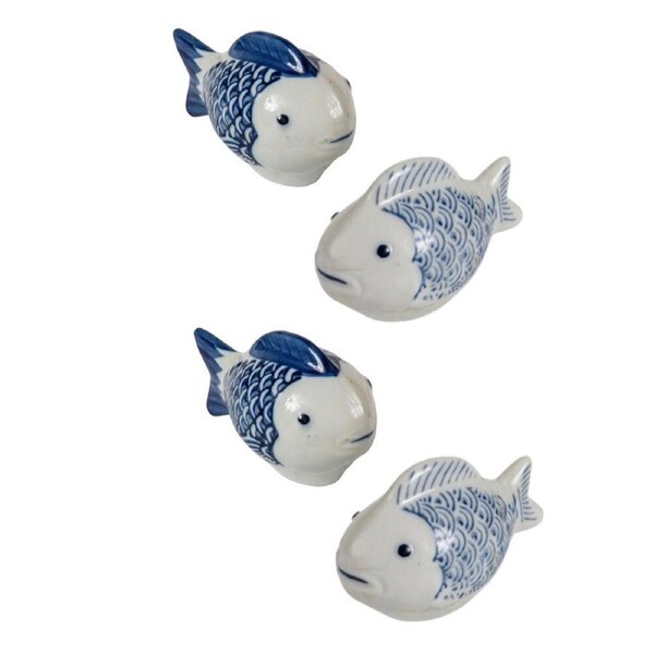 4x Garden 7.3cm Floating Porcelain Fish Outdoor Ornament Yard Decor Medium Asst