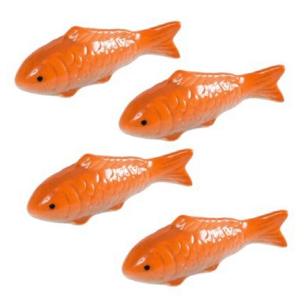 4x Garden 10.9cm Small Porcelain Gold Fish Outdoor Ornament Yard Patio Decor