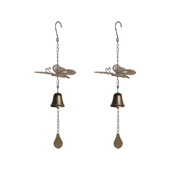 2x Chain Butterfly w/ Bell 53cm Hanging Outdoor Ornament Patio Garden Decor Asst