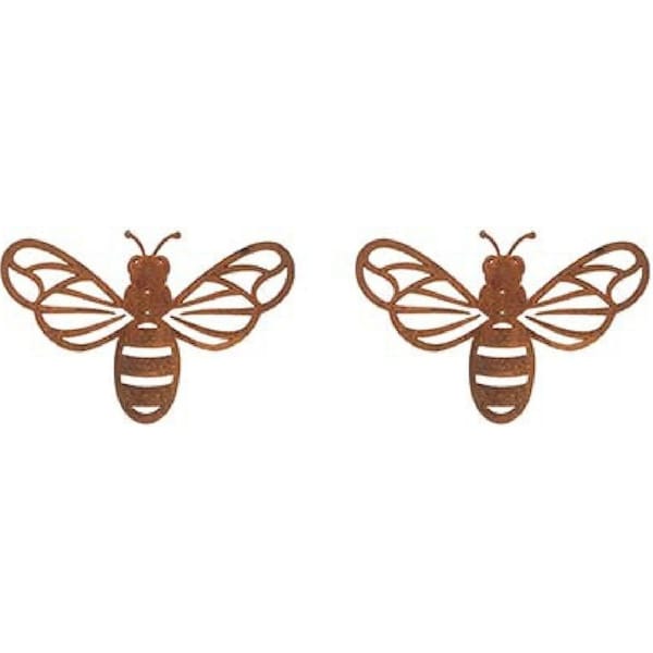 2x Corten Steel Pot Hanger Ornament Bee/Dragonfly Garden Decor Large Assorted