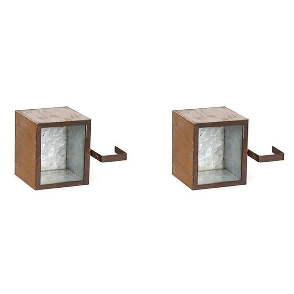 2x Window 15cm Zinc Box Planter Small Outdoor Yard/Patio Garden Decor Bronze