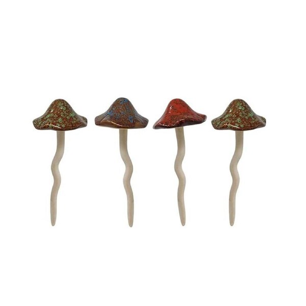 4x Mushroom 17.5cm Ceramic Outdoor Ornament Yard/Patio Garden Decor Small Assort