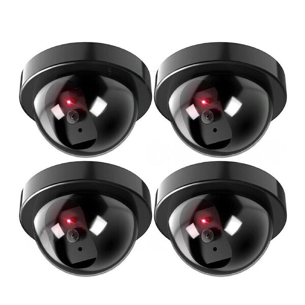 Dummy Fake Security Camera Home Surveillance CCTV Dome Imitation LED Flashing - 4x