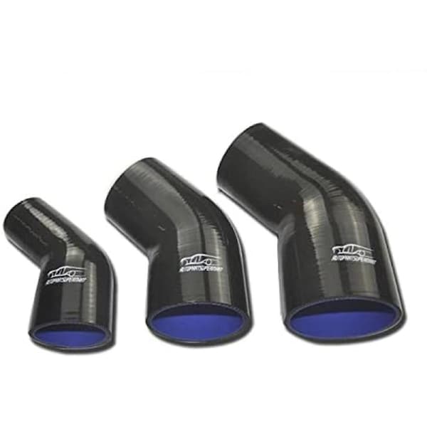4-ply Silicone Joiner 45 Degree Bend Reducer Elbow Turbo Hose Black 76mm - 102mm (3" - 4")