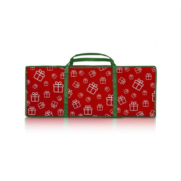 Santa's Helper Printed Christmas Paper Storage Bag With 5 Rolls and Scissors Set