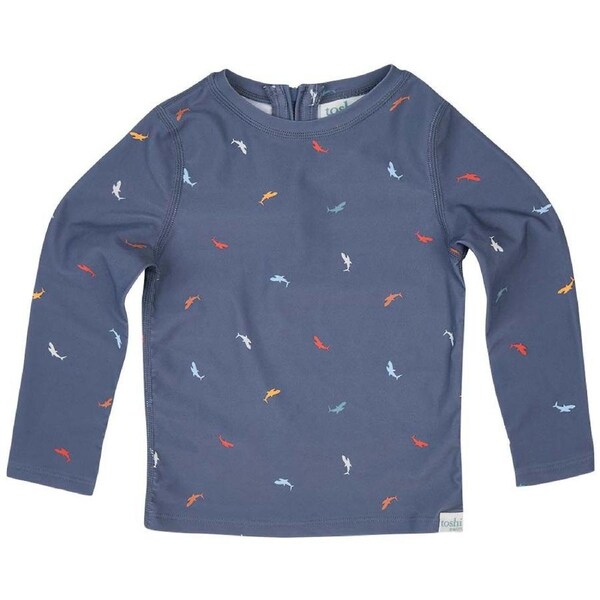 Toshi Swim Kids Rashie Half Zip Long Sleeve Big Blue Size 4
