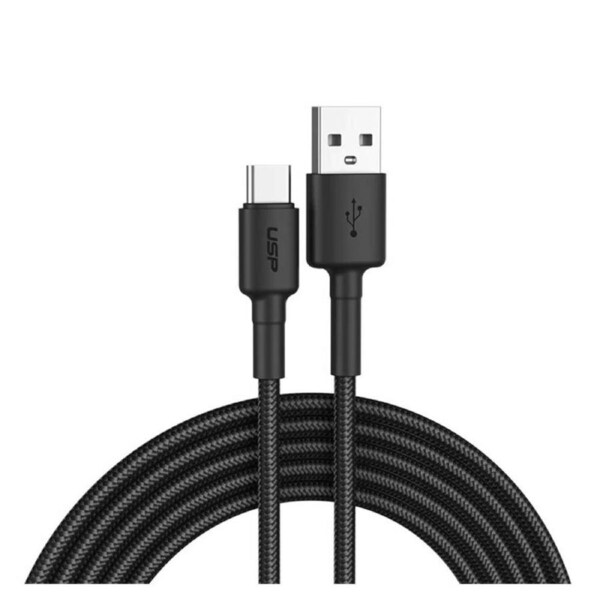 USP Phone Cable BoostUp Braided USB-C to USB-A Cable 3A Fast & Safe Charge - 1m