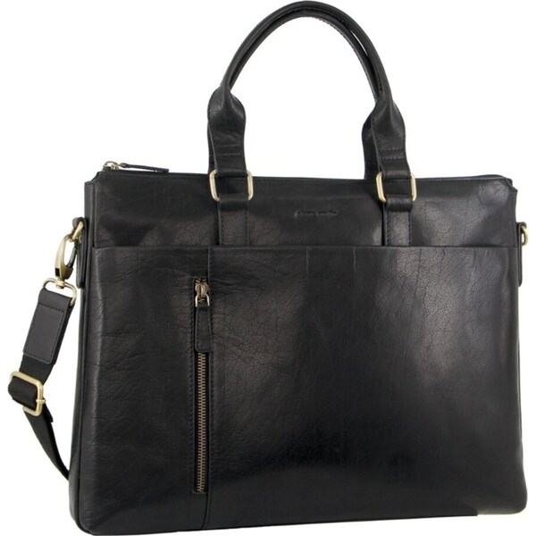 Pierre Cardin Leather 15" Laptop Briefcase Business Bag - Black