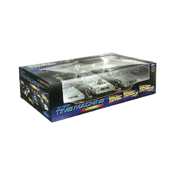 Welly 1:24 Scale Back to the Future Trilogy DeLorean Gift Set Diecast Model Car
