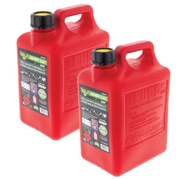 2x Hulk 4x4 5 Litre Plastic Portable Handy Jerry Can Petrol Container with Spout