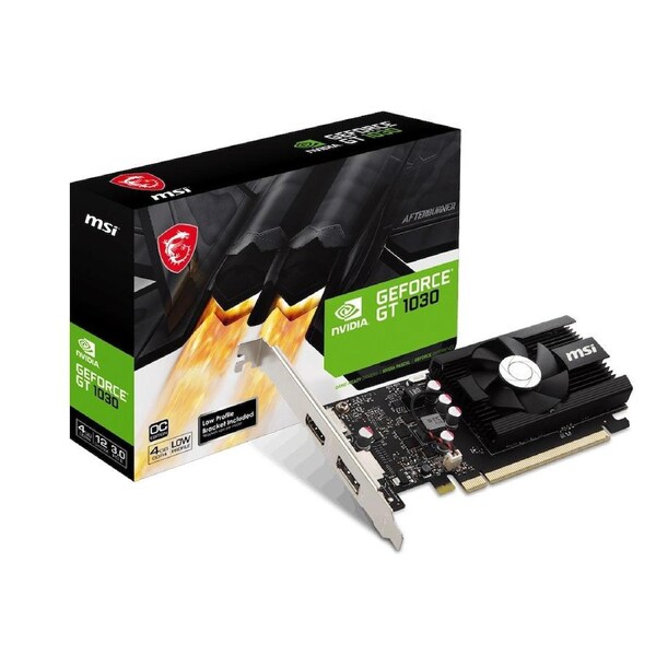 MSI nVidia GeForce GT 1030 4GD4 LP OC Video Card, PCI-e 3.0, 1430 MHz Boost Clock, 1x HDMI 2.0, 1x 1.4a