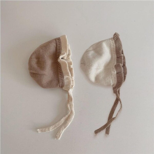 Fleur Frilly Knit Baby Bonnet (Set of 2)