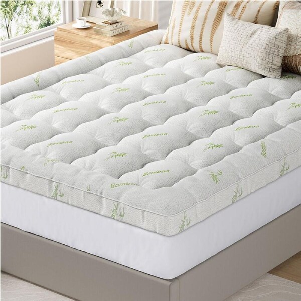 STARRY EUCALYPT Mattress Topper Pillowtop 1000gsm 7.5cm Bamboo White King Single